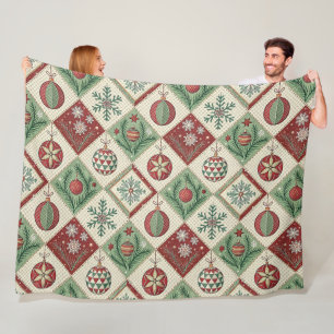 Oude Gewatteerde Kerstpatroon Fleece Deken