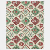 Oude Gewatteerde Kerstpatroon Fleece Deken (Voorkant)