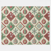 Oude Gewatteerde Kerstpatroon Fleece Deken (Voorkant (Horizontaal))