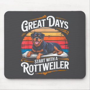 Oude geweldige dagen beginnen met een Rottweiler Muismat