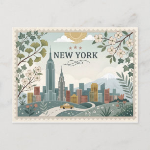 Oude Gezicht op de Skyline van New York City Feestdagenkaart
