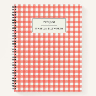 Oude Gingham Gestreepte Rode Persoonlijke Recept Notitieboek