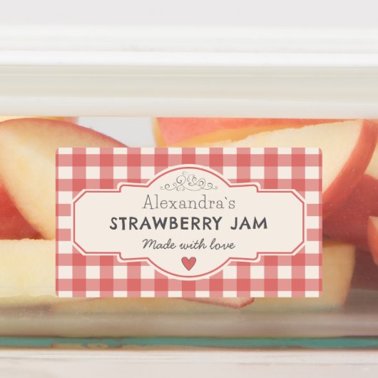 Oude Gingham Met Liefde Gemaakte Pot Labels (Aangebracht)