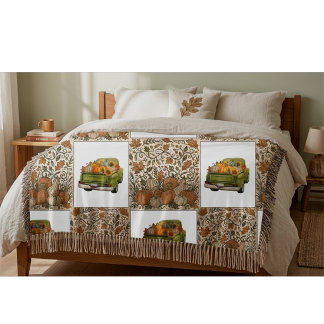 Oude Gingham Patroon Herfst en Autumn Pompoen Sherpa Deken