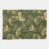 Oude Ginkgo-bladpatroon Theedoek (Horizontaal)