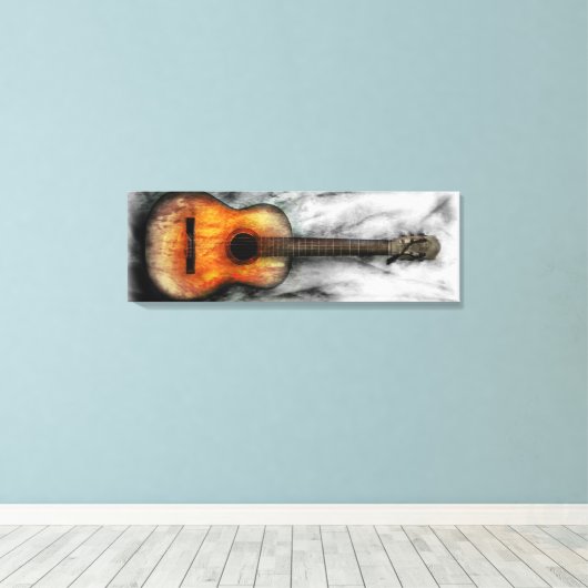 Oude gitaar kunstwerk schilderen canvas afdruk (Insitu (Houten vloer))