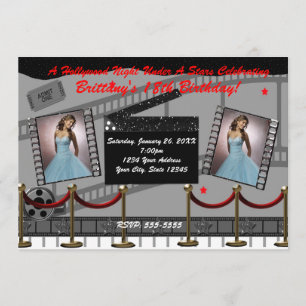 Oude Glamour Hollywood Rode Loper Film Uitnodiging