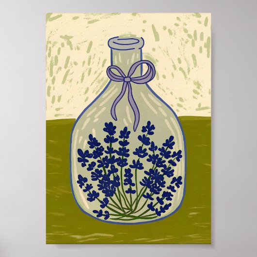 Oude glazen fles met gedroogde lavendel poster (Voorkant)