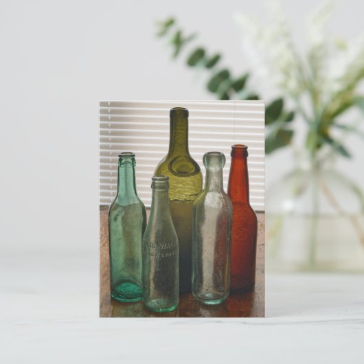 Oude glazen flessen 2 briefkaart (Staand voorkant)