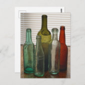 Oude glazen flessen 2 briefkaart (Voorkant / Achterkant)