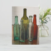 Oude glazen flessen 2 feestdagenkaart (Staand voorkant)