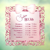 Oude Glitter Frame Roze Strik Openingstijden Raamsticker (Vel 3)