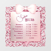 Oude Glitter Frame Roze Strik Openingstijden Raamsticker (Vel)