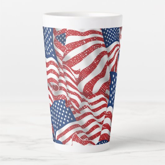 Oude Glorie Alle Amerikaans - USA Flag Patroit Latte Mok (Voorkant)