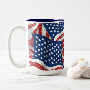 Oude Glorie Alle Amerikaans - USA Flag Patroit Tweekleurige Koffiemok