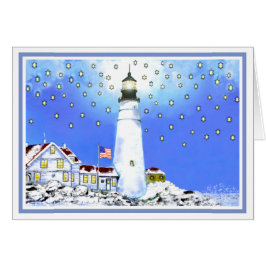 Oude glory die helder vliegt op Portland Head Ligh