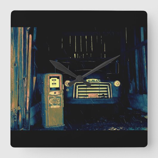 Oude GMC Farming Truck Vierkante Klok (Voorkant)