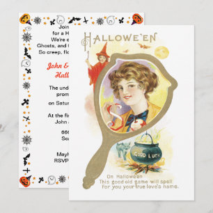 Oude Goed Geluk Spiegel Halloween Kaart