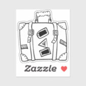 Oude, goed gereisde koffer met riemen sticker (Vel)