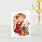Oude Goed Klein Jongens Kerstkaart Kaart (Gele Bloem)