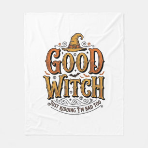 Oude Goede Heks Halloween Typografie Ontwerp_1 Fleece Deken