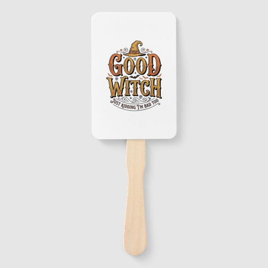 Oude Goede Heks Halloween Typografie Ontwerp_1 Handwaaier (Voorkant)