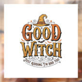 Oude Goede Heks Halloween Typografie Ontwerp_1 Raamsticker (Vel 2)