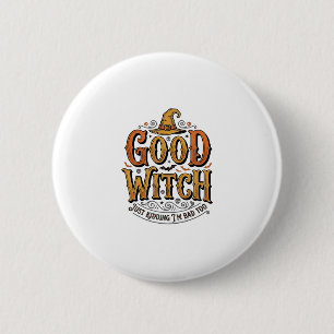 Oude Goede Heks Halloween Typografie Ontwerp_1 Ronde Button 5,7 Cm