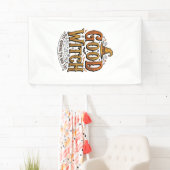 Oude Goede Heks Halloween Typografie Ontwerp_1 Spandoek (Insitu)