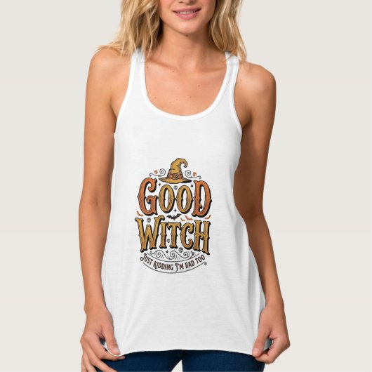 Oude Goede Heks Halloween Typografie Ontwerp_1 Tanktop (Voorkant)