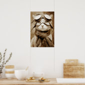 Oude Goggle Cat Sjaal Retro Print (Keuken)