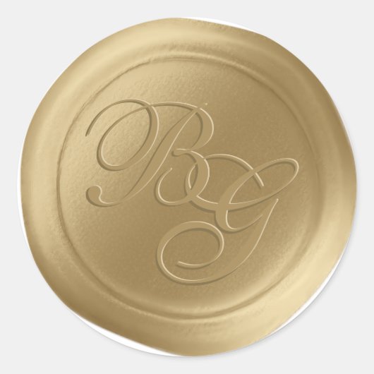 Oude Gold Script Dubbele monogram Waszegels Ronde Sticker (Voorkant)