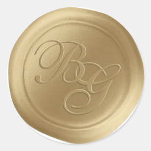 Oude Gold Script Dubbele monogram Waszegels Ronde Sticker