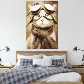 Oude Googlekat Sjaal Retroprint Canvas Afdruk (Insitu (Slaapkamer))