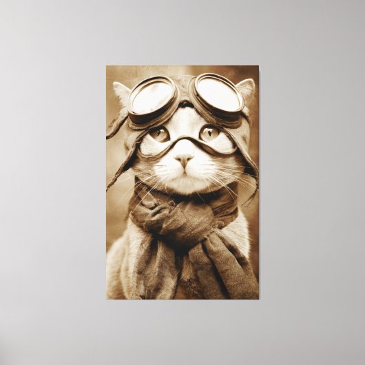 Oude Googlekat Sjaal Retroprint Canvas Afdruk (Voorkant)