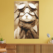 Oude Googlekat Sjaal Retroprint Canvas Afdruk (Insitu (Woonkamer))
