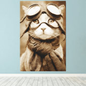 Oude Googlekat Sjaal Retroprint Canvas Afdruk (Insitu (Houten vloer))