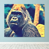 Oude Gorilla Origineel Abstract oerwoud Canvas Afdruk (Insitu (Houten vloer))