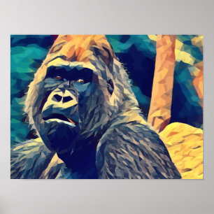 Oude Gorilla Origineel Abstract oerwoud Poster