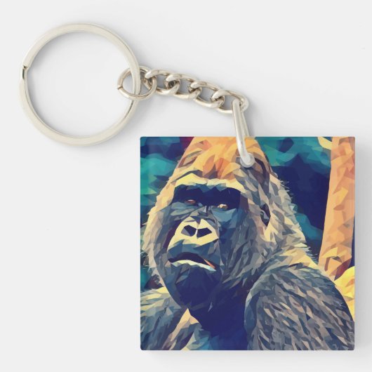 Oude Gorilla Origineel Abstract oerwoud Sleutelhanger (voorkant)