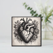 Oude Goth-hart-valentijn Retro-gotische horror Kaart (Staand voorkant)