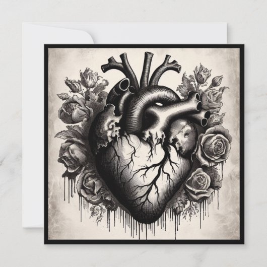 Oude Goth-hart-valentijn Retro-gotische horror Kaart (Voorkant)