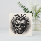 Oude Goth Schedel Hart Valentijnsdag Retro Horror Kaart (Staand voorkant)
