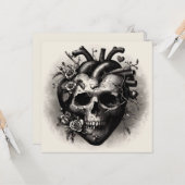 Oude Goth Schedel Hart Valentijnsdag Retro Horror Kaart (Voorkant / Achterkant in situ)