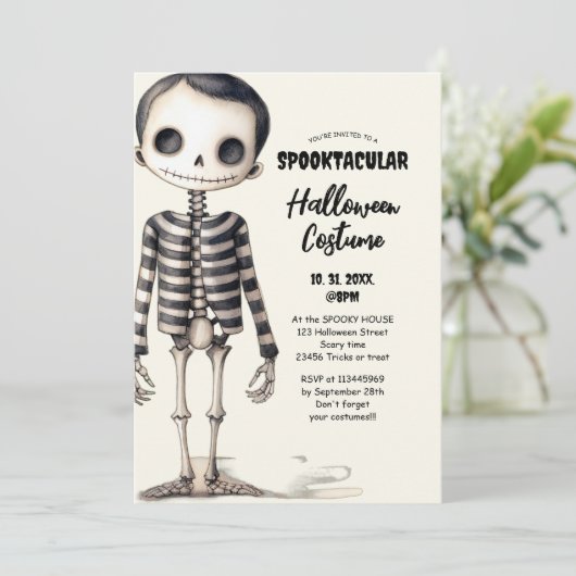 Oude Goth Skeleten Feestje Kaart (Staand voorkant)