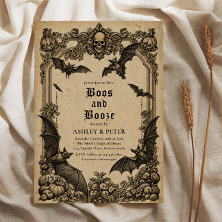 Oude Gothic Boos en drank Halloween-feest Kaart
