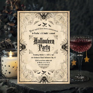 Oude Gothic Halloween-feest uitnodiging Vleermui