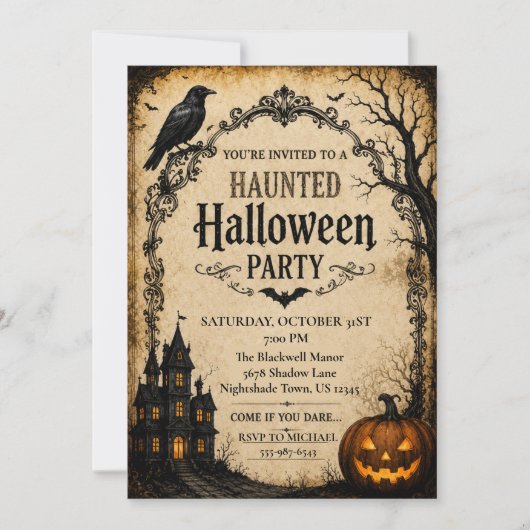 Oude Gothic Halloween Kaart (Voorkant)