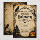 Oude Gothic Halloween Kaart (Voorkant / Achterkant)