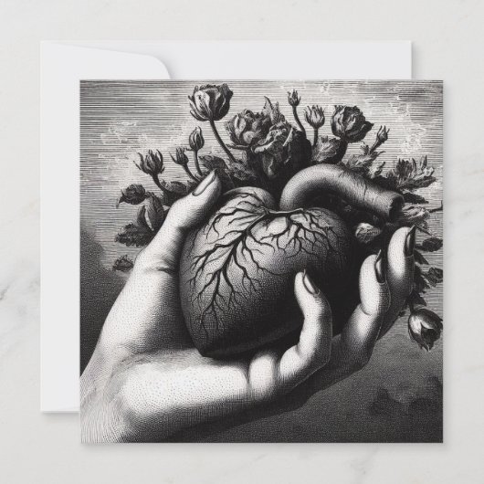 Oude Gothique Hart Valentijnsdag Retro Horror Kaart (Voorkant)